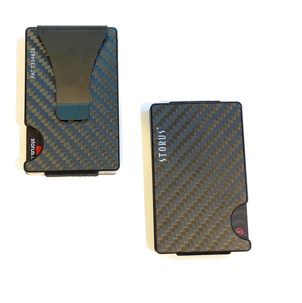 Minimalist Mens Wallet with Money Clip and Multitool - Carbon